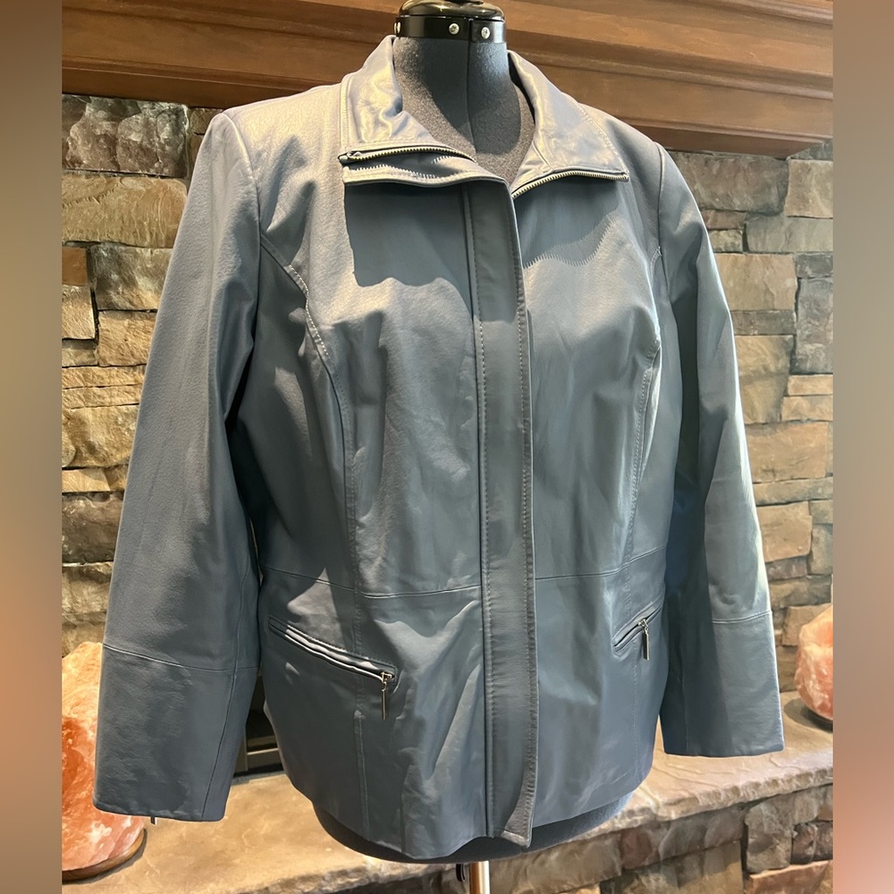 Dialogue Leather Icy Blue Size 1X Jacket
